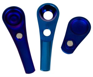 Metall Purpfeife mit Schiebedeckel Blau