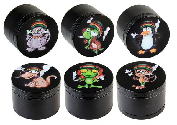 CNC Aluminium Grinder 4-part, 50mm "Animals"