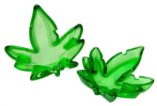Glas-Aschenbecher 3D Form "Hanfblatt"