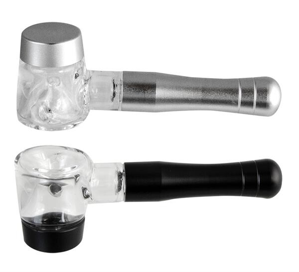 Aluminium Pfeife mit Glaskopf