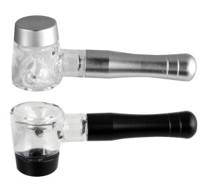 Aluminium Pfeife mit Glaskopf