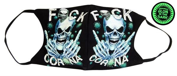 Mund- Gesichtsmaske "Glow in the dark - F*CK CORONA DOUBLE SKULL"