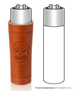 Lederhülle/Cover für Feuerzeuge "Skull"