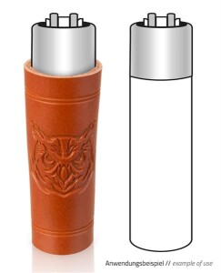 Lederhülle/Cover für Feuerzeuge "Owl"