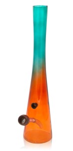 Hollandbong Glas türkis-orange mit Kickloch