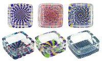 Glas Aschenbecher eckig ,transparent "PSYCHEDELIC"