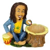 "Rastaman mit Joint, Schale und Trommel" Aschenbecher