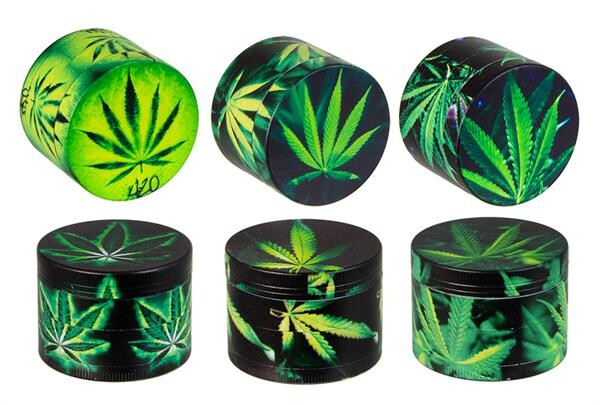 Aluminium Grinder "Full Print Leaf Green"