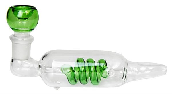 Glas Handpfeife 130mm "Spiral" grün