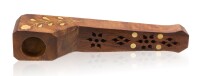 Holzpfeife geschnitzt und gold Verzierung
