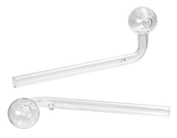 Ölpfeifchen gebogen Klarglas ØKopf 25mm, Länge 140mm
