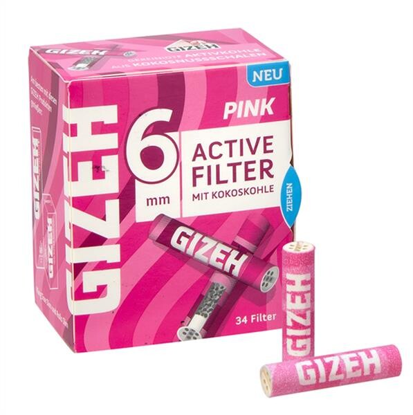 Gizeh Pink Active Filter Slim 6mm 34Stk. - Headshop | scorpio-shop.de, 5,99