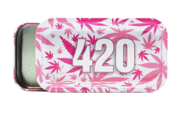 Metalldose mit Tray im Deckel "420 Pink"