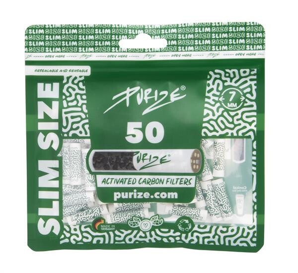 PURIZE® Slim Size Aktivkohlefilter, ø 7mm, 50er