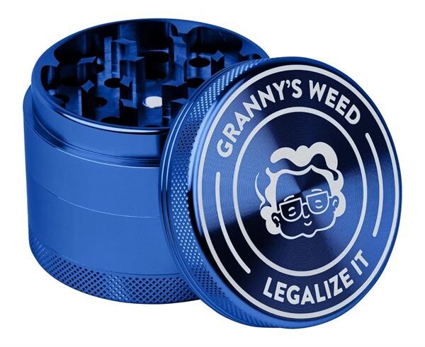 Grannys Weed Grinder 4teilig -Legalize It- Blue