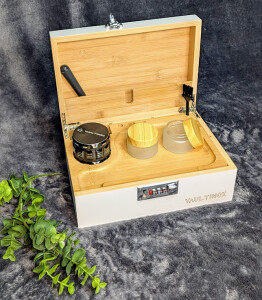 Bambus Stonerbox inkl. Grinder und Zubehör Weiß
