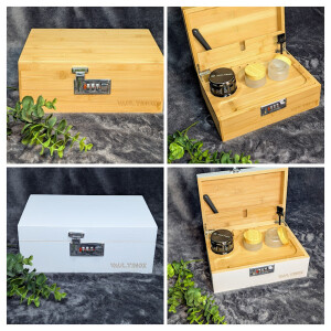 Bambus Stonerbox inkl. Grinder und Zubehör Weiß