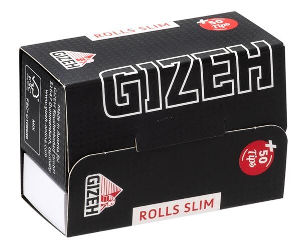 Gizeh EXTRA FINE (Black) Rolls Slim (44mm) + Tips